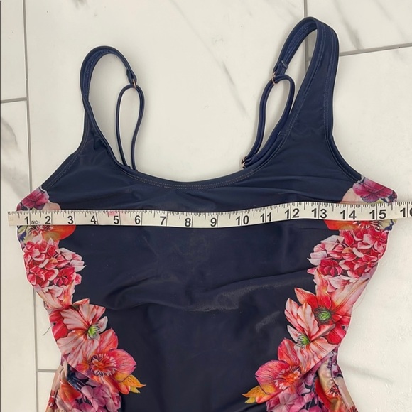 Aqua Rose Navy and Pink Floral One Piece Swimsuit Size M - Picture 13 of 14
